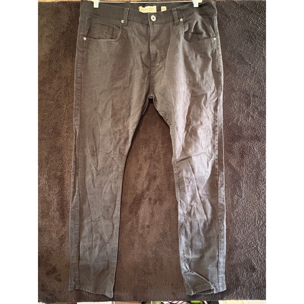 Evolution‎ In Design Jeans Mens 42x33 Black Denim Straight Leg Pants 42